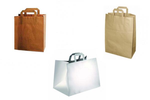 Shopper kraft in carta con manici, 26 + 17 x 28 cm pz. 250 