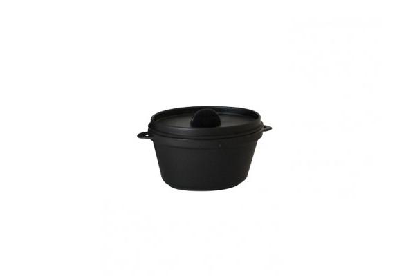 Piccola casseruola plastica nera con coperchio, 80 ml 1